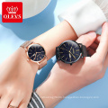 OLEVS brand 2019 Lover Watch Mesh Band Material Quartz Watches Fashion Casual Couple Watch A Pair Set Watches